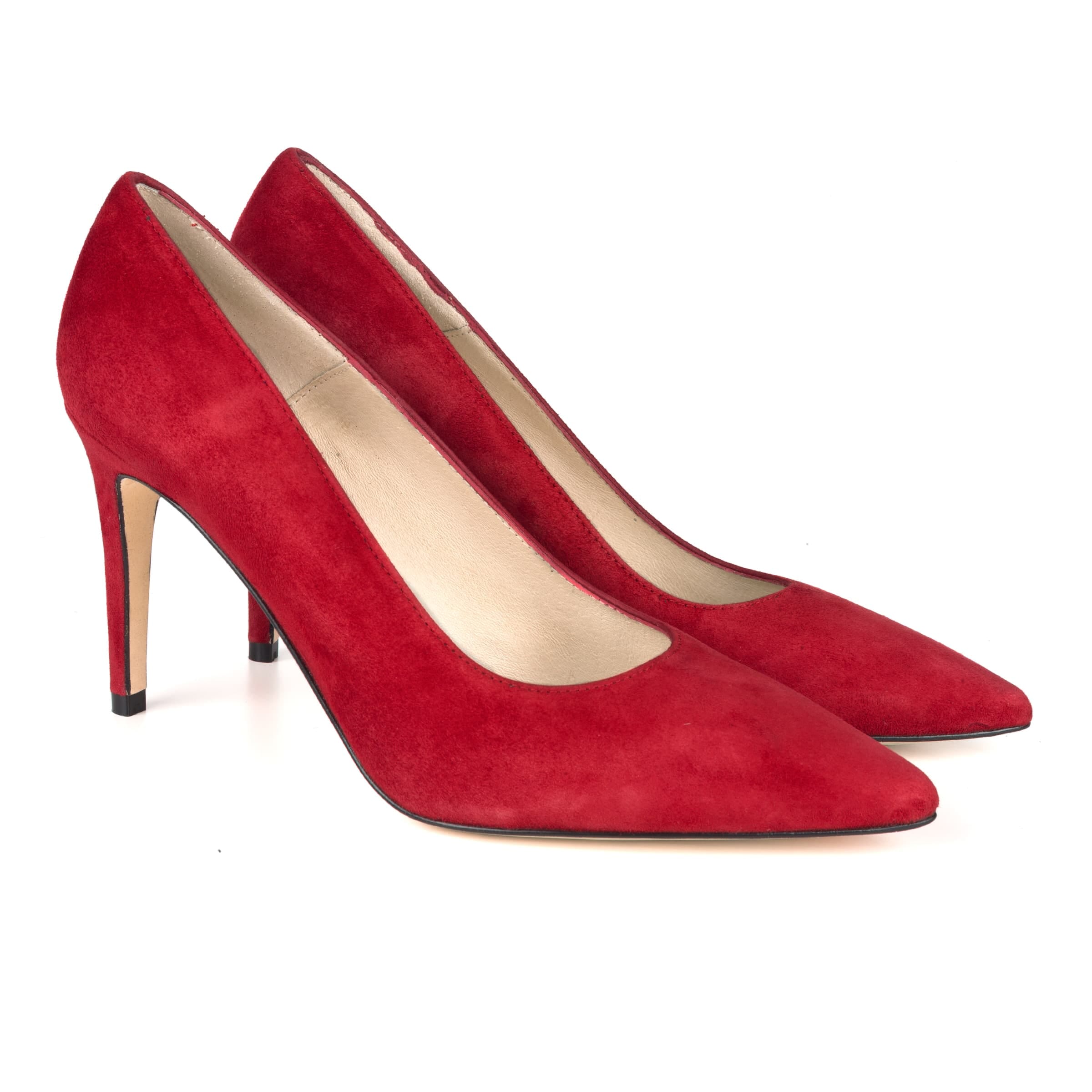 Escarpins cuir daim rouge