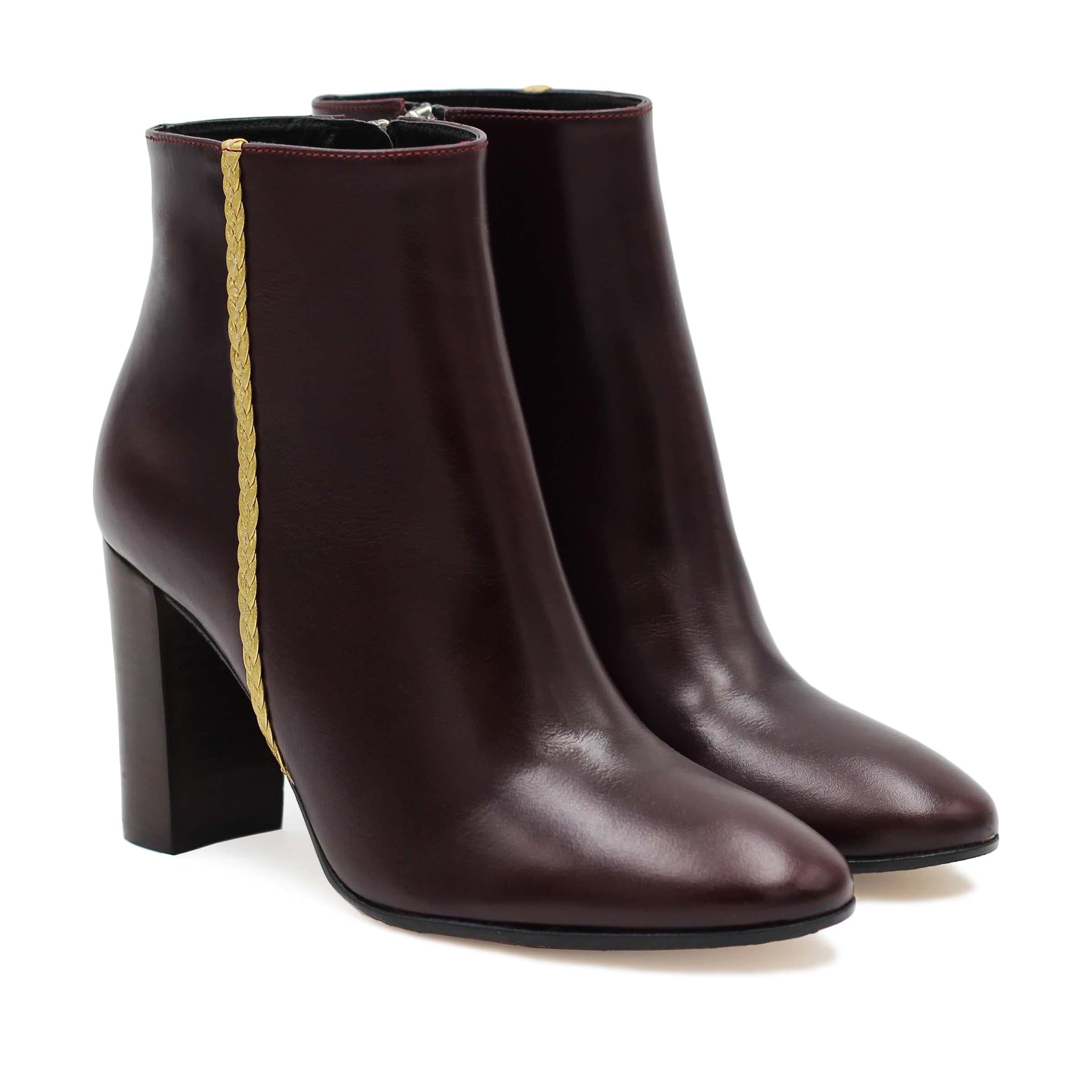 Bottines best sale cuir bordeaux