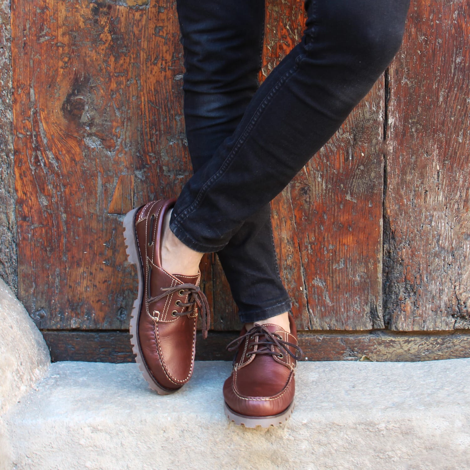 Chaussures Bateau à Crampons En Cuir Bordeaux Jules & Jenn - Homme