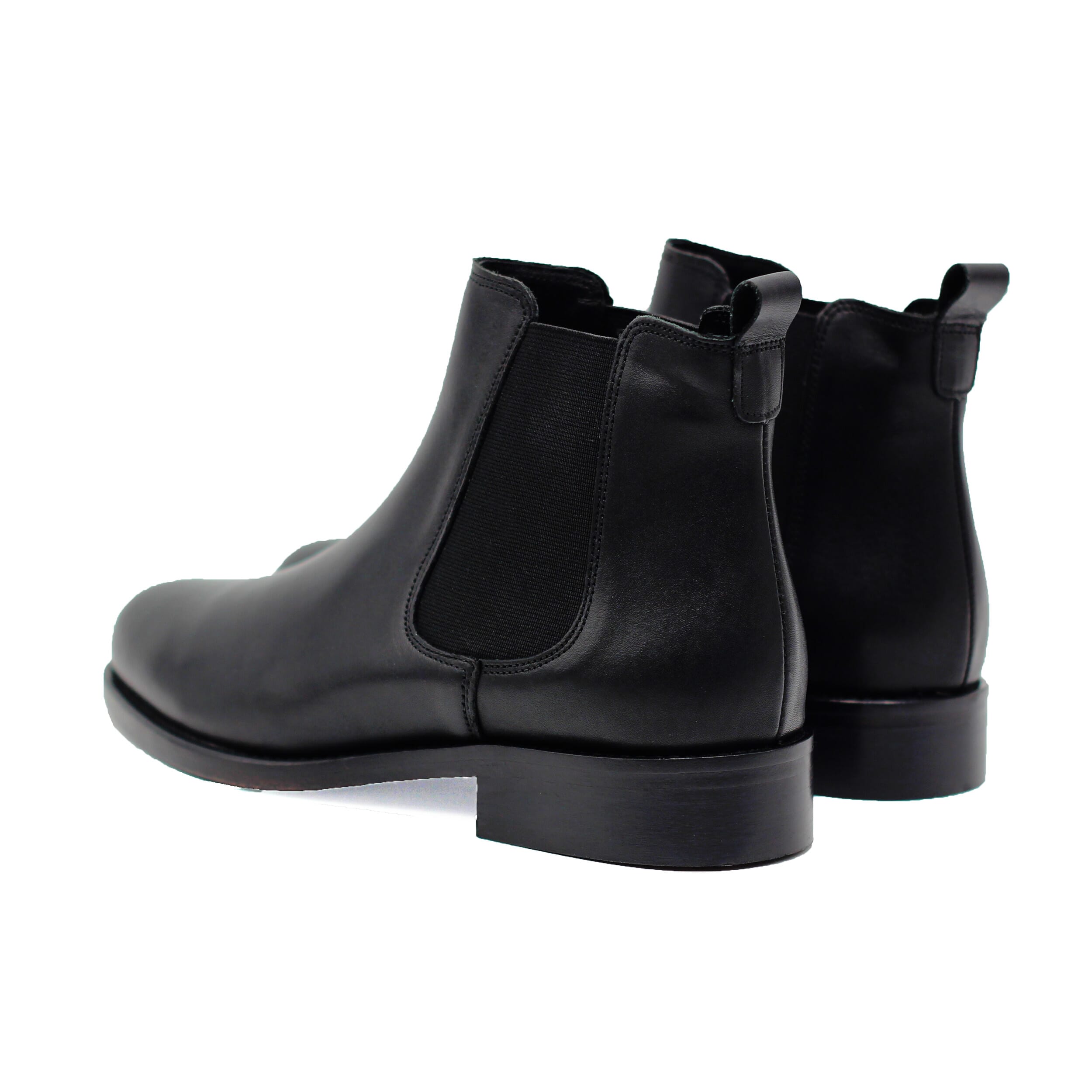 Bottines chelsea plates cuir noir fabriquees main JULES JENN