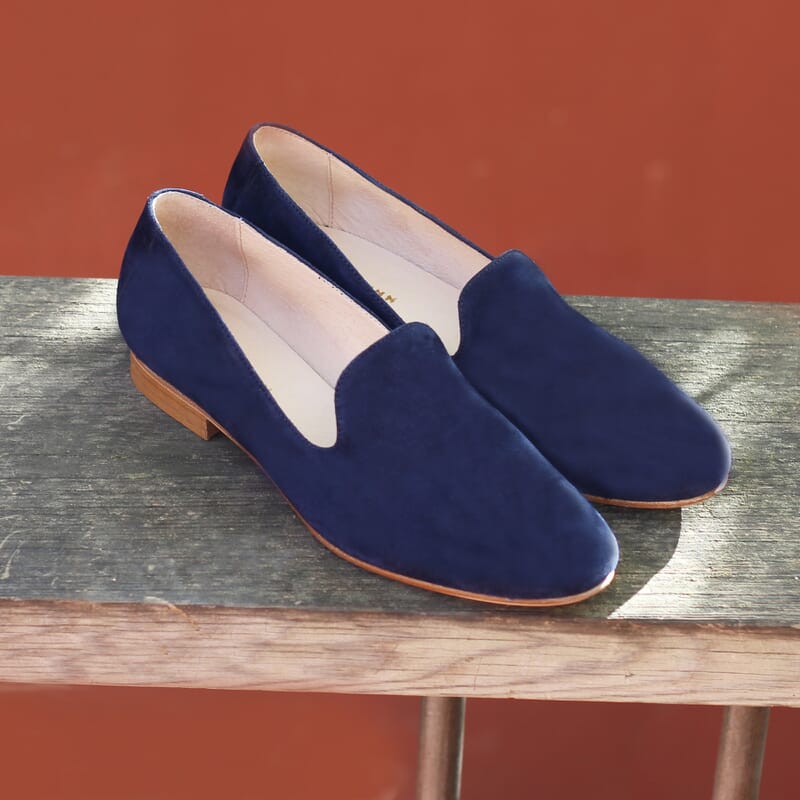 vue situation 2 slippers classiques cuir daim bleu jules & jenn