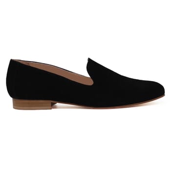 vue exterieur slippers classiques cuir daim noir jules & jenn