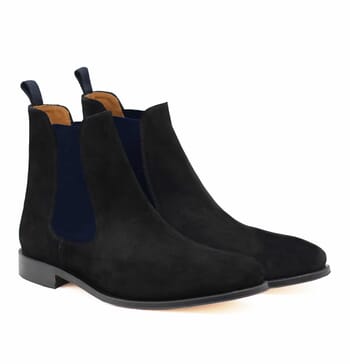 chelsea boots cuir daim noir et bleu jules & jenn