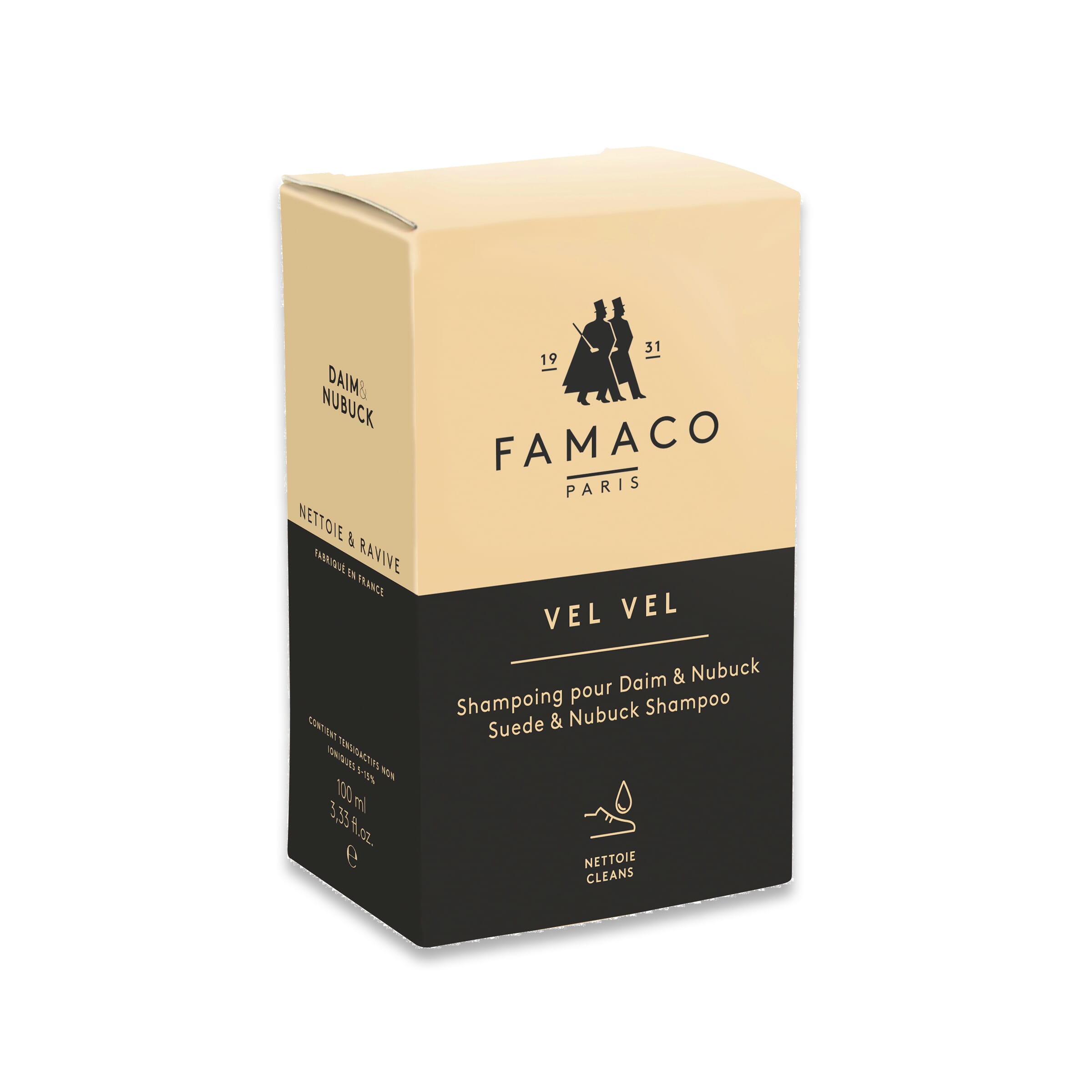 Kit de produits de marque Famaco pour l'entretien du daim