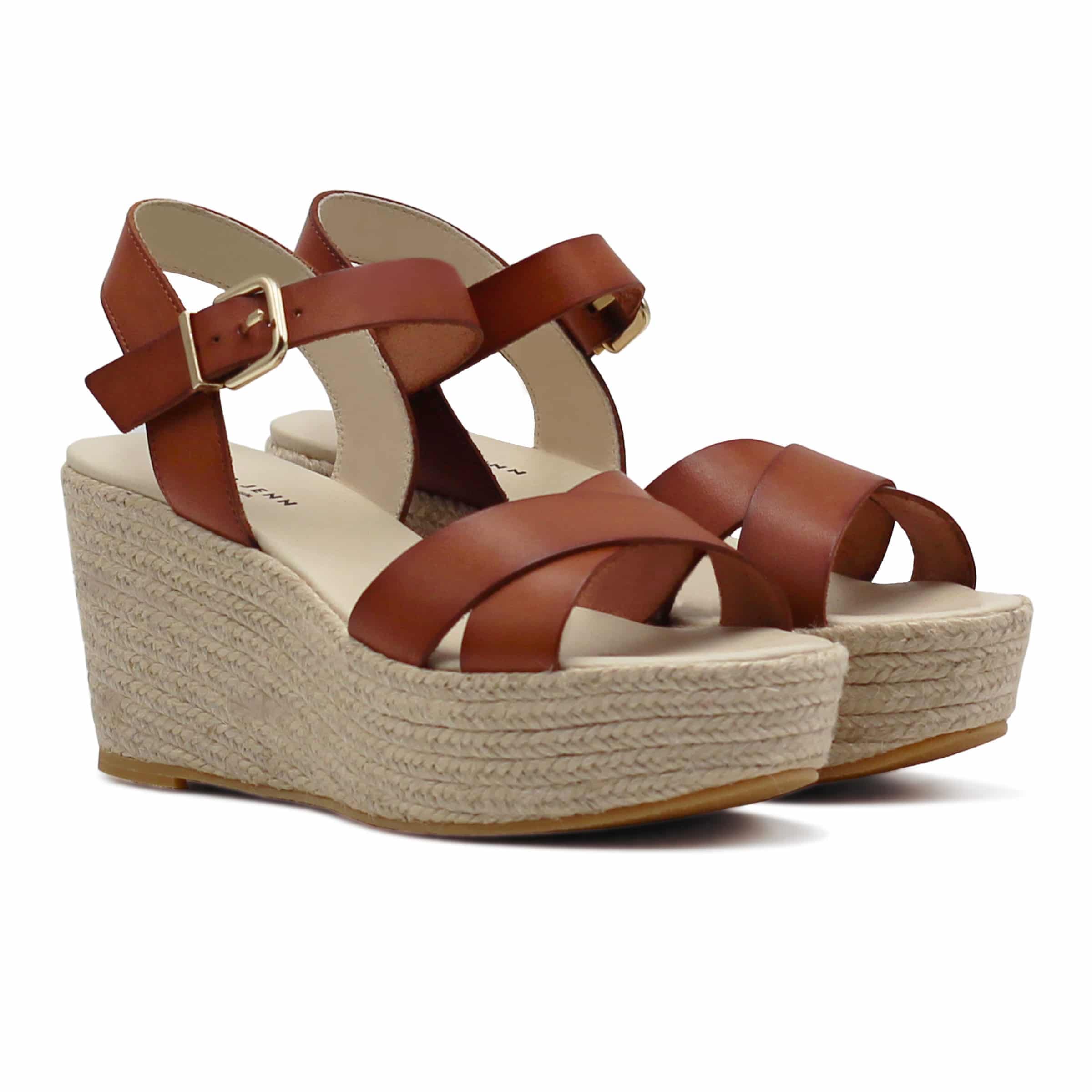 Sandales compens es cuir camel pour femme JULES JENN