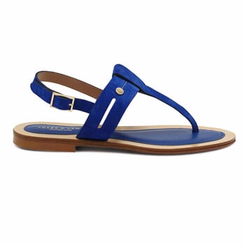 vue exterieure sandales tropeziennes cuir daim bleu