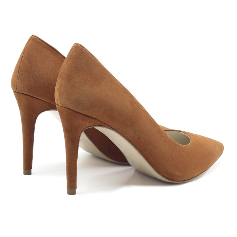 vue arriere escarpins classiques cuir daim camel jules & jenn