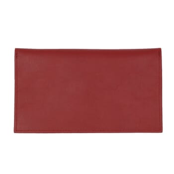 vue arrière pochette enveloppe cuir upcyclé rouge jules & jenn