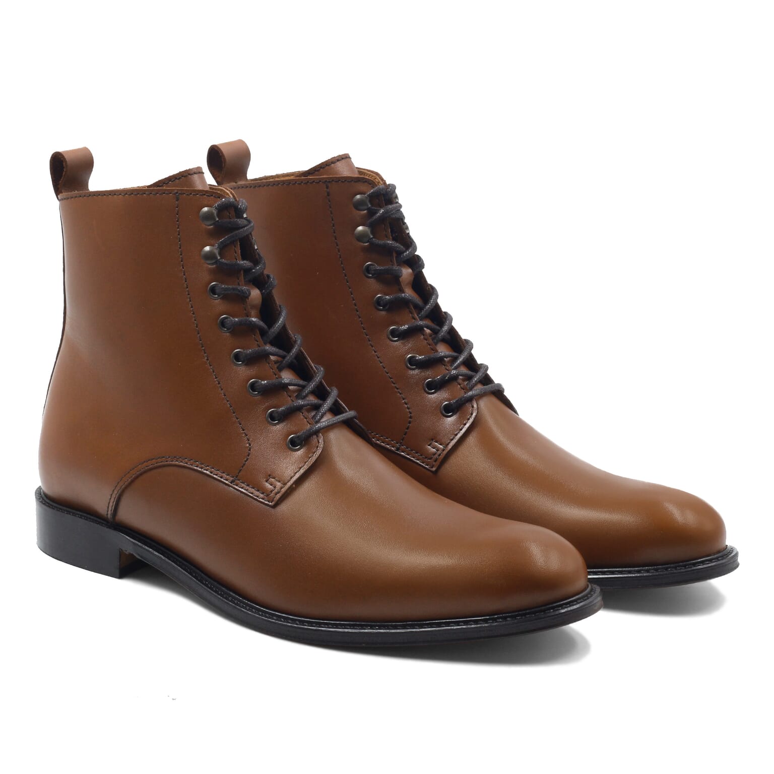 Boots à lacets homme cuir cognac fabriquées main | JULES & JENN