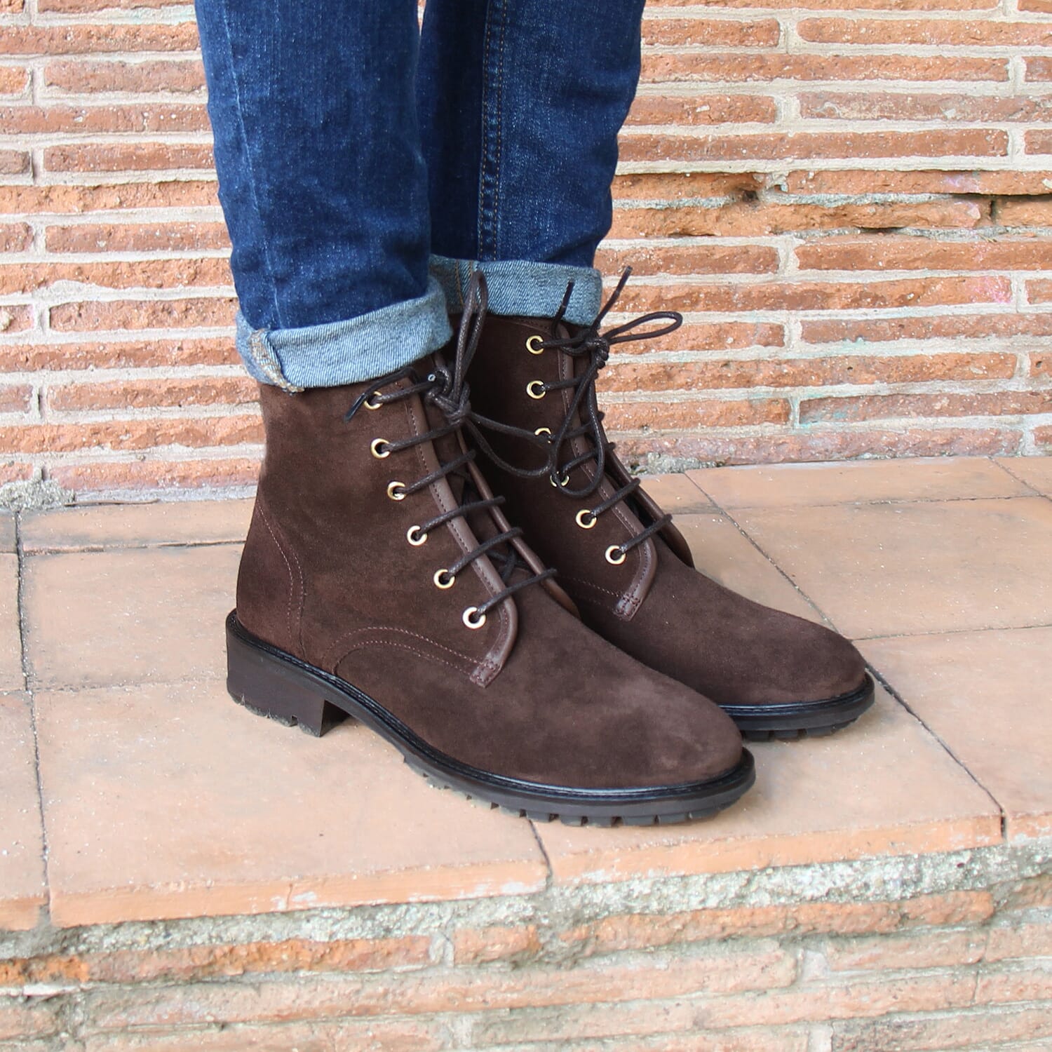 Bottines plates à lacets femme hot sale