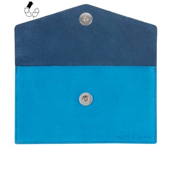 vue intérieur pochette enveloppe cuir upcyclé bleu & bleu azur JULES & JENN