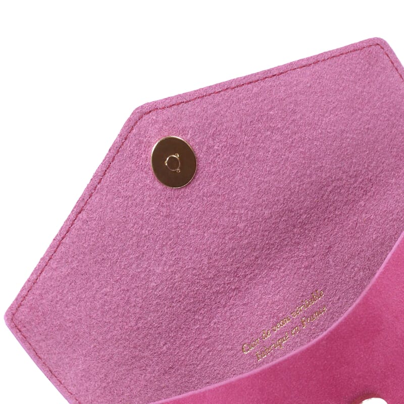 vue intérieur pochette enveloppe cuir upcyclé rose jules & jenn