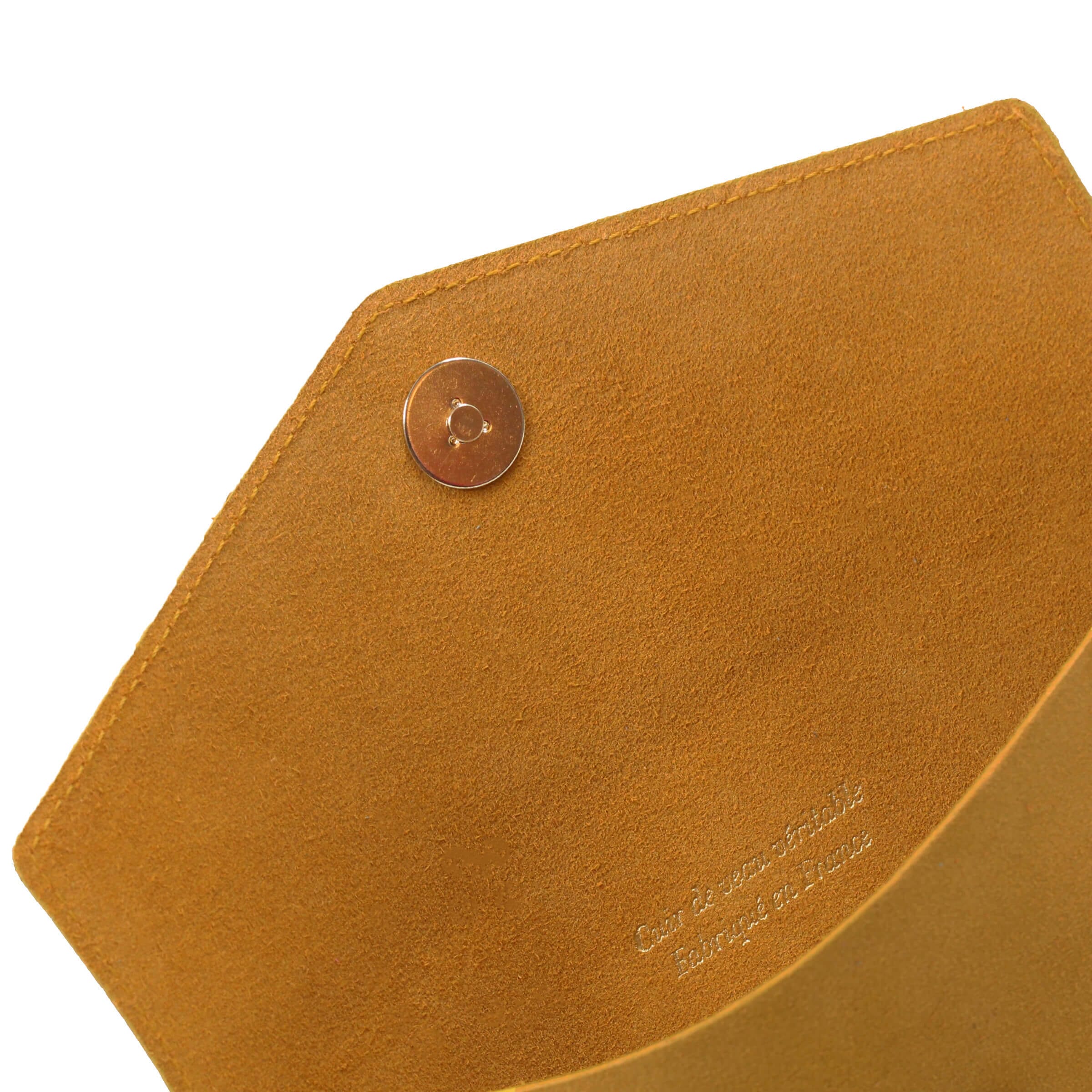 Pochette enveloppe en cuir doré - fabrication française