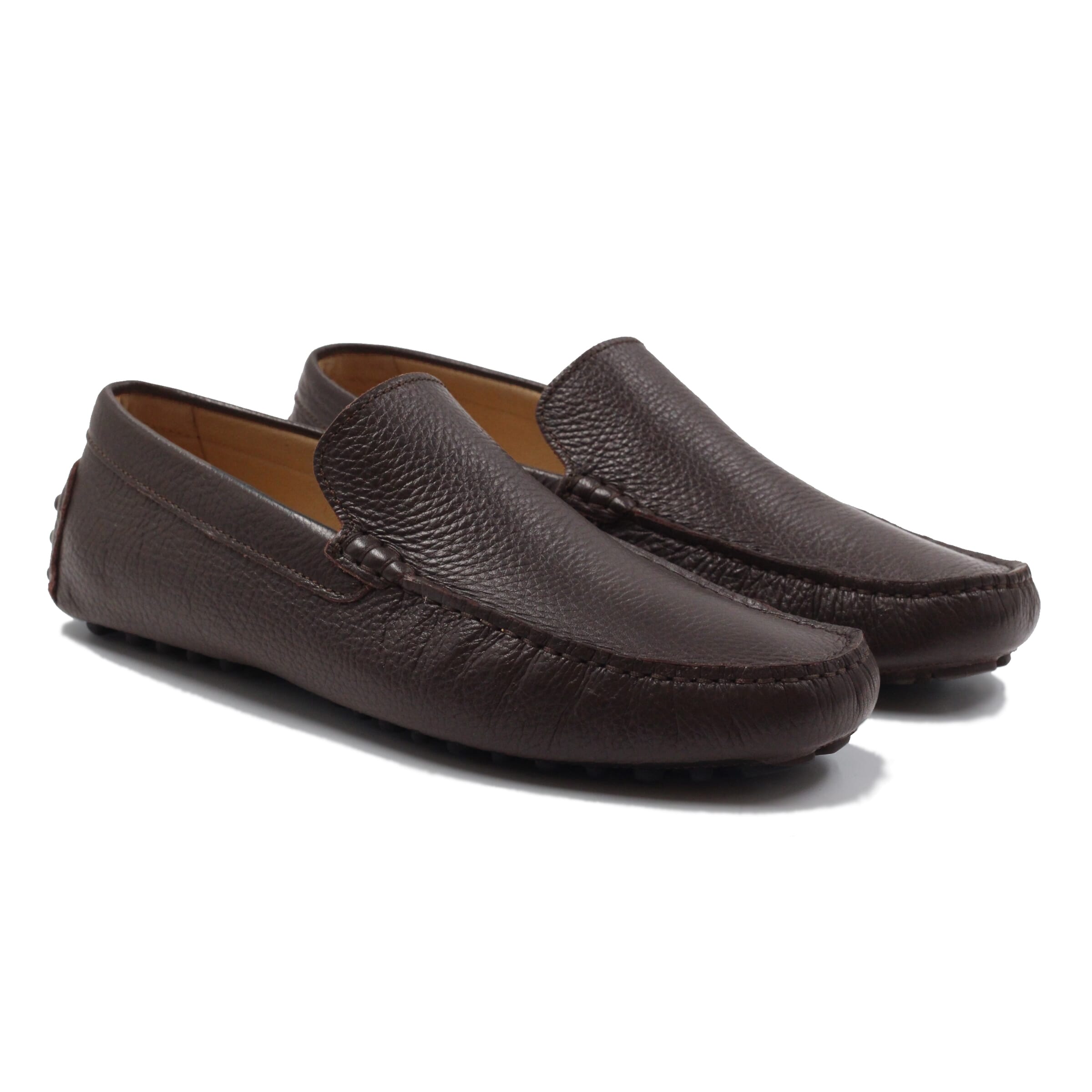 Mocassins cuir grain marron