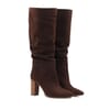 bottes drapees cuir daim marron jules & jenn