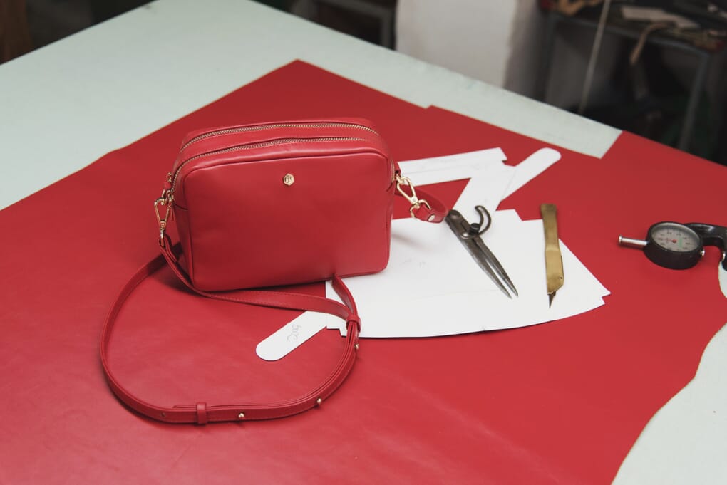 sac cuir rouge made in Italie jules & jenn