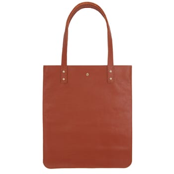 front view flat tote bag leather brick seed jules & jenn