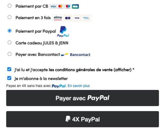 paiement paypal jules & jenn