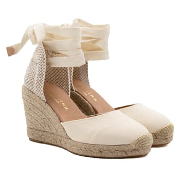 espadrilles compensees lacees toile recyclee beige jules & jenn