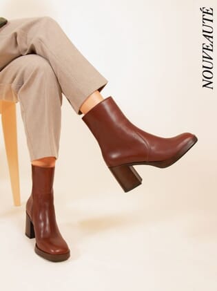 bottines plateforme cuir camel jules & jenn