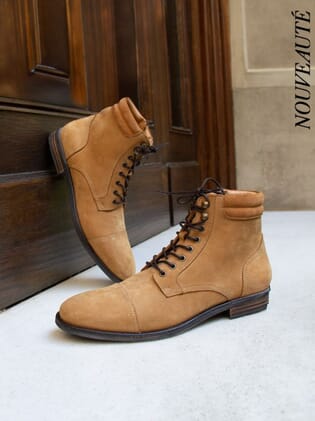 ranger boots à col cuir nubuck cognac jules & jenn