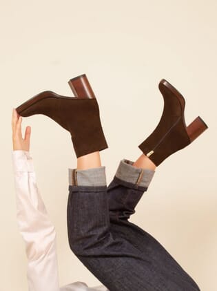 bottines plateforme cuir daim marron jules & jenn