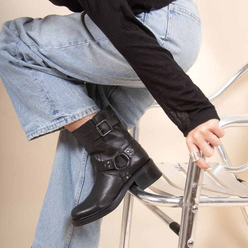 bottines biker cuir noir jules & jenn