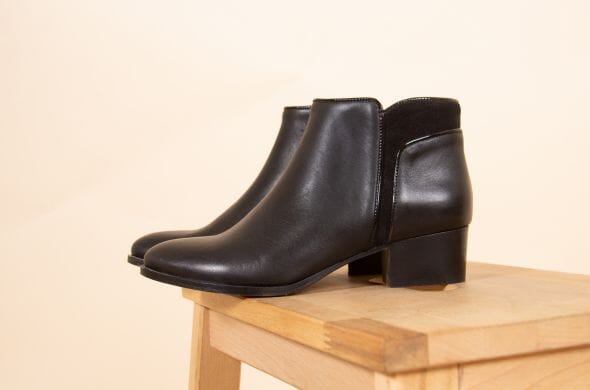 bottines moyen talon cuir noir jules & jenn