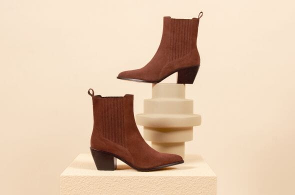 bottines santiag cuir daim camel jules & jenn