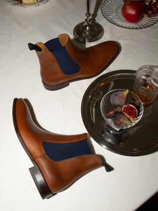 chelsea boots cuir cognac bleu jules & jenn