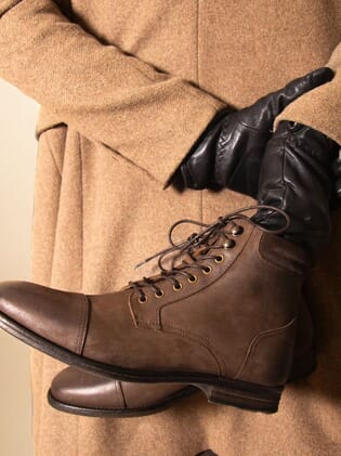 ranger boots à col cuir nubuck marron jules & jenn