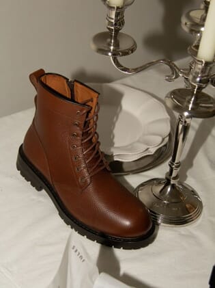 ranger boots cuir grainé marron jules & jenn